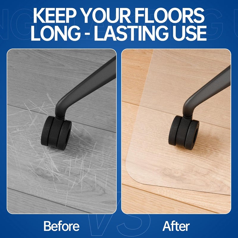 Naturei Chair Mat for Hard Floors- 48" x 30", Office Floor Mat for Rolling Chairs, Clear Plastic Desk Chair Mat, Easy Glide, Under Desk Floor Protector for Home and Office Use - Image 4